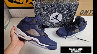 Jordan 5 Retro Georgetown  On Feet and Check 87 [upl. by Elleirb]