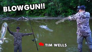 SLOCKING Carp and Gar With a Tim Wells Fishing BLOWGUN  INSANE SlowMo Shots [upl. by Flann]