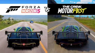 Forza Horizon 5 vs The Crew Motorfest  Lamborghini Essenza SCV12  Sound amp Graphics Comparison [upl. by Curran]