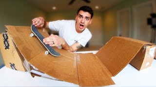 I BUILT A CARDBOARD SKATEPARK [upl. by Llevron]