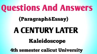 Questions And Answers of A Century Later by Imtiaz Dharker Kaleidoscope Calicut University [upl. by Princess]