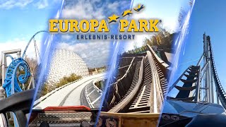 All Roller Coasters at Europa Park Winterzauber 202324  4K Onride POV [upl. by Jerrome]