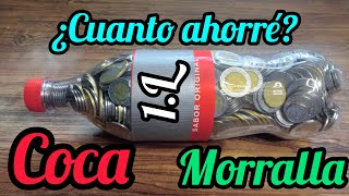 ahorrar en envase de coca 1 litro morralla alcancía de monedas reto de ahorro metas logros [upl. by Ennaillij]