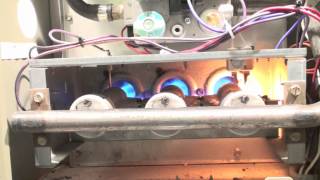 How to service the 80 AFUE gas furnace Adjust burners and finish service Part 9 [upl. by Ahsirtak]