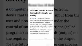 Different uses of modern computer system in our society computerscience computer [upl. by Annehsat]