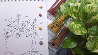 How to draw a vase full of flowers with simple techniquesfor beginners [upl. by Osithe]