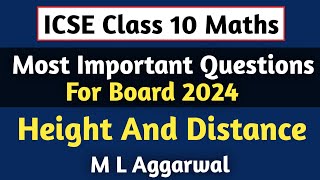 Height And Distance ICSE Class 10 Most Important Questions  ICSE Class 10 Height And Distance [upl. by Glavin452]