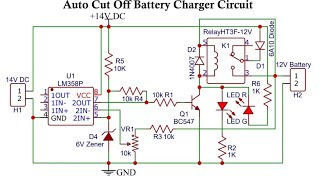 auto cut off lm358 battery charger circuitlm358 [upl. by Marjory787]