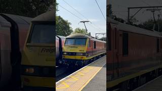 90016  90006 Freightliner passing Ingatestone Essex shortsfeed shorts railway train freight [upl. by Atinrehs90]