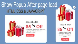 Show Popup After Any Seconds After page Load  HTML CSS And JS  Programmer Shipon [upl. by Eeralav268]