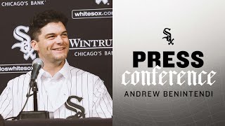 Press Conference Andrew Benintendi Introduced as a Member of the White Sox 2022 [upl. by Enelrae]