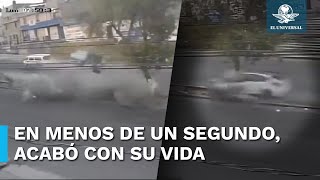 IMPACTANTE Captan momento exacto de choque de automovilista auto quedó destrozado [upl. by Euqinehs]