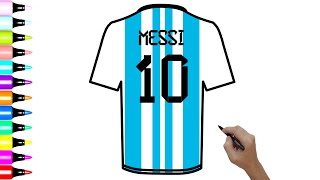 How to Draw Messi Shirt ⚽ Drawing Lionel Messi Argentina Dress [upl. by Schott]