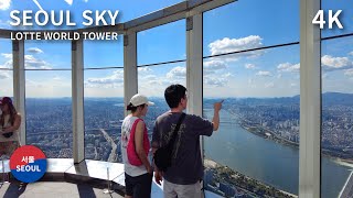 Seoul Sky Observatory Walking Tour  Lotte World Tower South Korea 4K 서울스카이 ソウルスカイ [upl. by Vallonia]