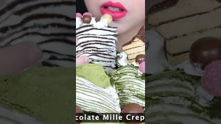 asmr CHOCOLATE amp MATCHA CREPE CAKES Ferrero 🍰🍵 soft eating sounds [upl. by Panta]