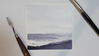 Minimal Seascape  Palette Knife Oil Painting [upl. by Nosae]