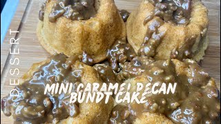 Mini Bundt Cake Recipe with Caramel pecan Sauce minibundtcakes [upl. by Ahseinod]