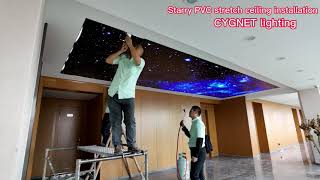 Starry sky PVC stretch ceiling installation [upl. by Lune]