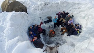 I Took 14 Beginners Winter Camping in a Snow Storm  9ft3m Deep Snow Shelter [upl. by Yaral]