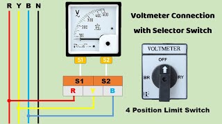 Voltmeter Connection Diagram  Voltmeter Connection With Selector switch TheElectricalGuy [upl. by Ademla]