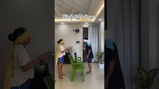 Blindfold Towel Challenge couplegoals couplechallengevideo funny comedy challengevideo shorts [upl. by Ayokahs335]