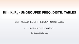 IS23DfnK and Pk  Ungrouped Freq Distr Table [upl. by Enyaz]