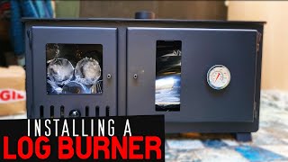 Installing a Log Burner in Our Campervan Conversion Part 1  Outbacker Firebox Range Oven [upl. by Spenser]