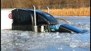 CRAZY DRIVERS FAILS OVERCOME HELLISH ICE CAPTIVITY ON FROZEN RIVER IN TRUCKS amp HEAVY EQUIPMENT [upl. by Niccolo]