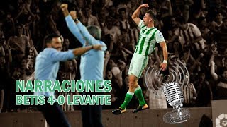 Betis 40 Levante Liga 201718  Narraciones de los goles de Sanabria 2 Sergio León y Fabián [upl. by Daney]