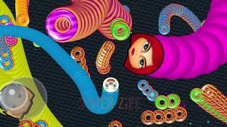 Cacing Terbesar Superhero Black Widow  Worms Zone Slither Snake Game io 96809 [upl. by Aitsirt287]