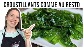 COMMENT FAIRE DES ÉPINARDS FRITS ÉPINARDS CROUSTILLANTS  CRISPY SPINACH  HOP DANS LE WOK [upl. by Karb]