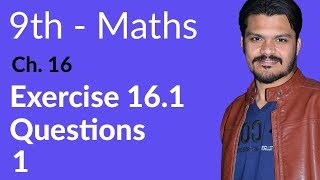 9th Class Math Ch 16 lec 1 Exercise 16 Question no 1  Matric part 1 Math [upl. by Ynot154]