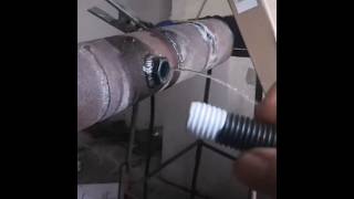 Leaking Pip The Ultimate Hack Weld a Bolt and Nut to Fix It weldingtips welding [upl. by Atinaej]