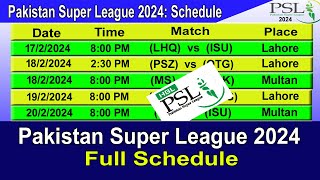 PSL 2024 Schedule  PSL 9 [upl. by Edlyn]