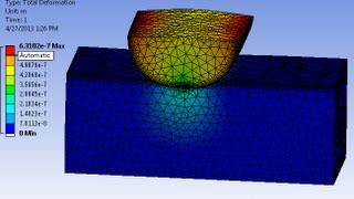 ANSYS Hertzian Contact Stress  Contact Analysis Ansys Frictional Contact Analysis in Workbench [upl. by Helbon]