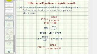 Ex Logistic Growth Differential Equation [upl. by Layman212]