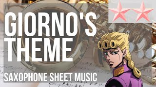 SUPER EASY Alto Sax Sheet Music How to play Giornos Theme Jojos Bizarre Adventure by Yugo Kanno [upl. by Kcirdehs]