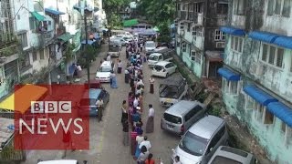 Myanmar election Drone footage shows long queues of voters  BBC News [upl. by Laikeze]