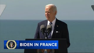 Biden offers forceful defense of democracy in Normandy speech commemorating DDay [upl. by Lindblad]