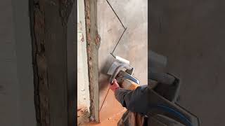 Cutting process of thick concrete brick walls of houses [upl. by Peacock958]