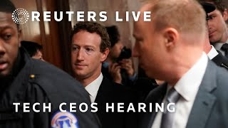 LIVE TikTok Snap Meta and X CEOs testify in Senate hearing [upl. by Anyad208]