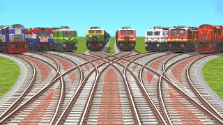 8 TRAIN CROSSING ON DIAMOND RAJDHANI RAILROAD  Animated Train  Indian Railway  Train Simulator [upl. by Mikey]