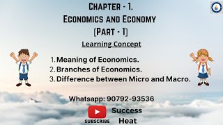 1  Chapter  1 Economics and Economy Part  1  Microeconomics  Class  11  Successheat [upl. by Nolahp]