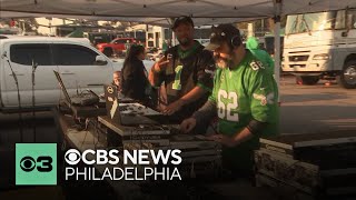 Eagles fans get the party started early outside Lincoln Financial Field before Sunday kickoff [upl. by Amabil]