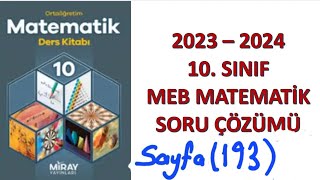 10sınıf MEBMatematik sayfa 193 Öğrendiğimizi uygulayalım Miray yayınları [upl. by Hnaht605]