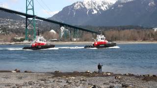 The New Seaspan Kestrel Being Escorted Into Vancouver Harbour [upl. by Nohsid]