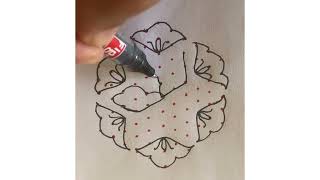 Easy flower design kolam by using 116 mid dots [upl. by Laertnom]