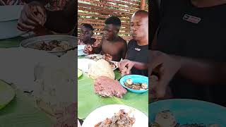 Millet breadugaliUgandan fufuokragarden greensboiled eggsbeeftripemukbang asmrviralshorts [upl. by Olva444]