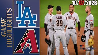 Dodgers vs Arizona Diamondbacks GAME HIGHLIGHTS TODAY October 07 2023 MLB  WILD CARD 2023 [upl. by Pauiie]