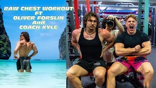 RAW CHEST WORKOUT w Oliver forslin and coach kyle  we were attacked by monkeys [upl. by Asreht774]